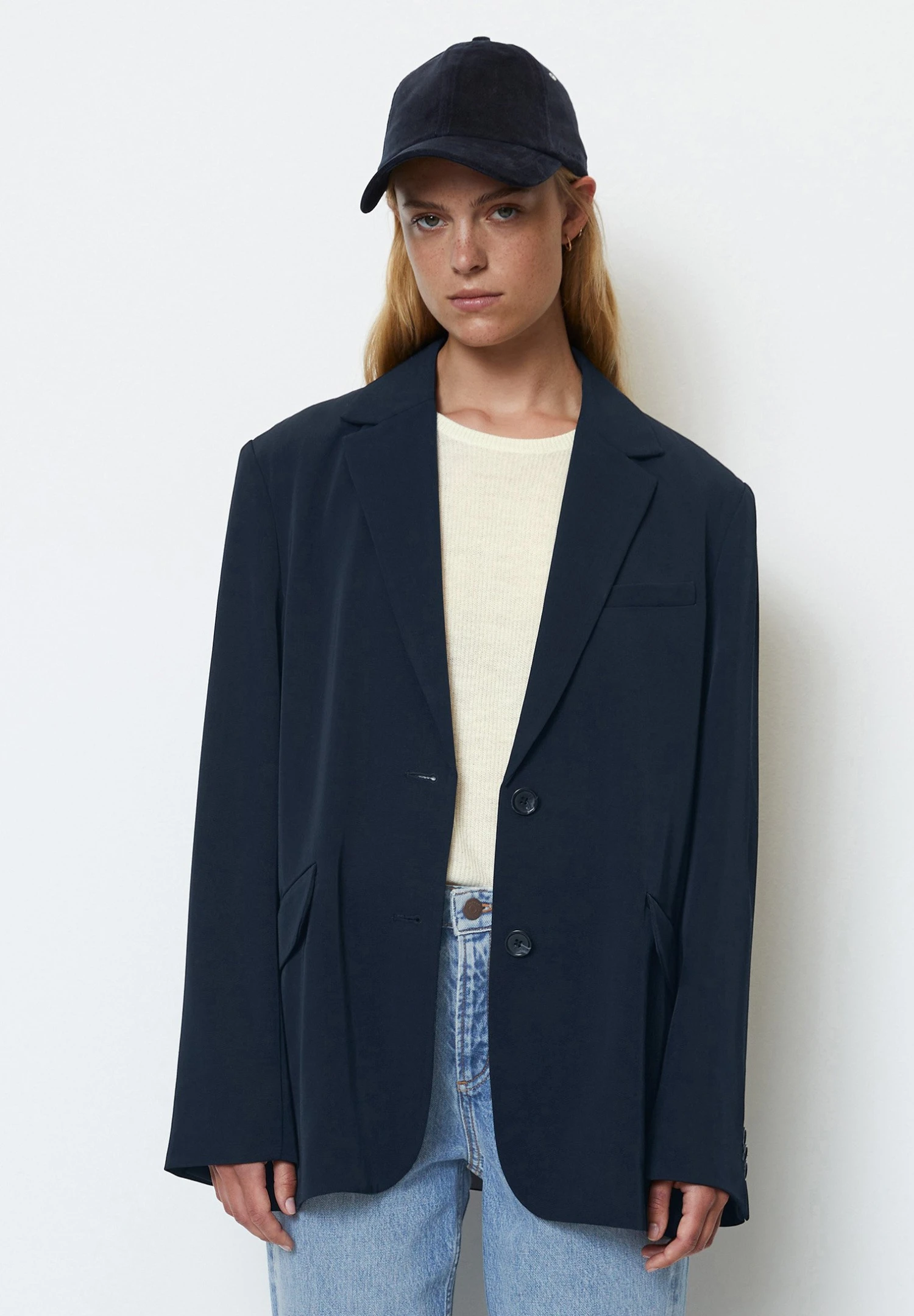 Marc O'Polo Aus Fliessendem - Halflange Jas - Deep Blue Sea 1 Marc O'Polo Aus Fliessendem - Halflange Jas - Deep Blue Sea