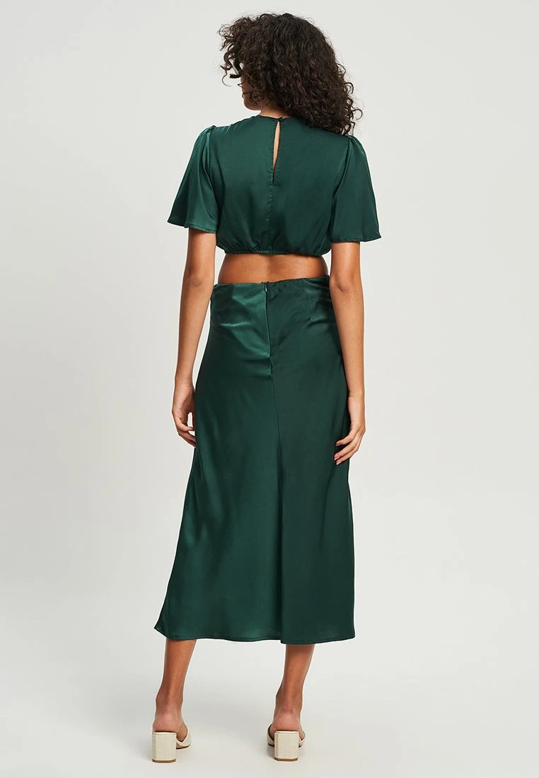 Calli Paislee Midi- Cocktailjurk - Emerald 3 Calli Paislee Midi- Cocktailjurk - Emerald - Afbeelding 3