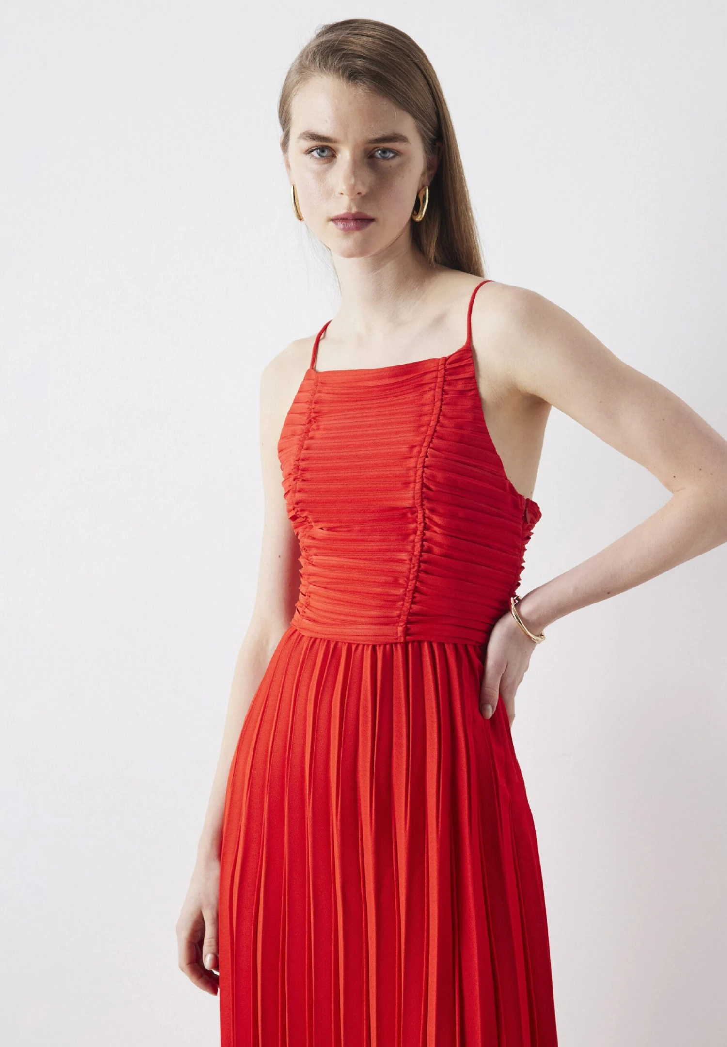 Ipekyol Regular Fit Pleated Strappy - Jurk - Red 1 Ipekyol Regular Fit Pleated Strappy - Jurk - Red