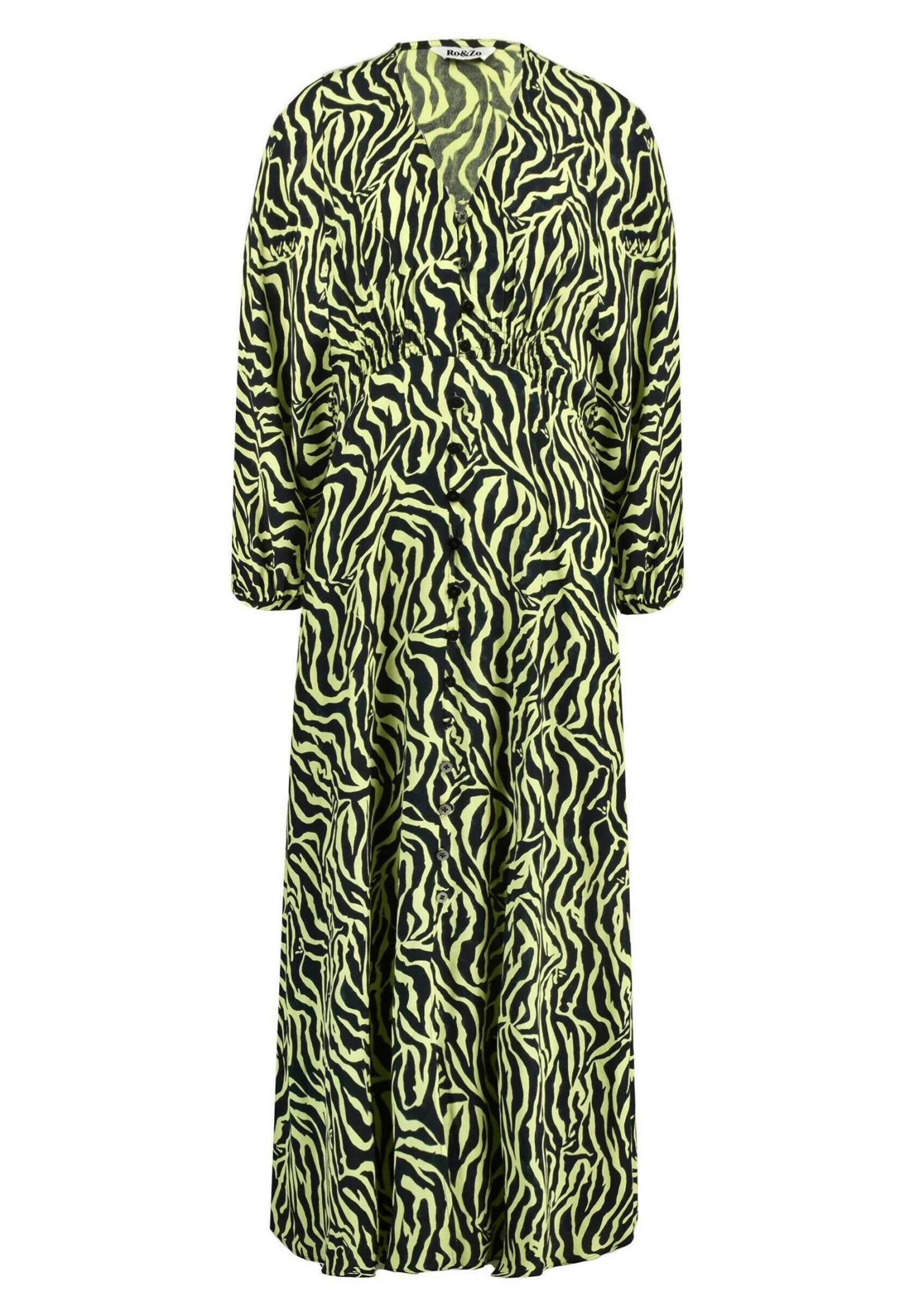 Zebra Button Front Midi - Blousejurk - Green Multi 4 Zebra Button Front Midi - Blousejurk - Green Multi - Afbeelding 4