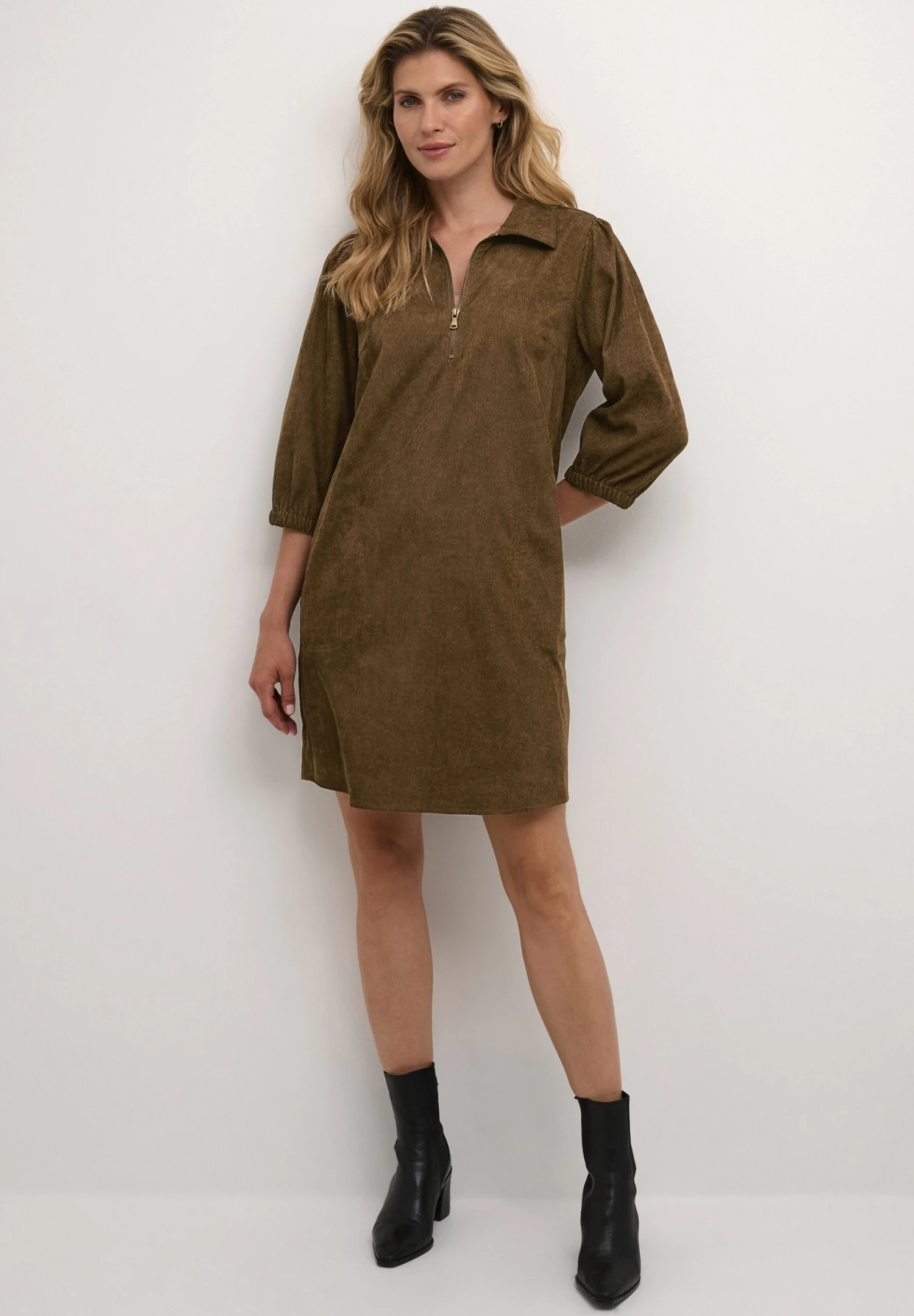 Kaffe Bpellenora Half Zip Neck - Jurk - Soft Silt 2 Kaffe Bpellenora Half Zip Neck - Jurk - Soft Silt - Afbeelding 2