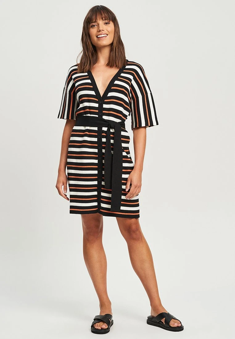 Calli Petras - Gebreide Jurk - Orange Stripe 2 Calli Petras - Gebreide Jurk - Orange Stripe - Afbeelding 2