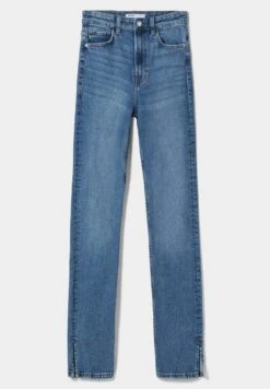 BERSHKA High-Waist Split-Hem - Slim Fit Jeans - Dark Blue -Only Mode Winkel c0ca856d2b27445191088af6233ae9ef