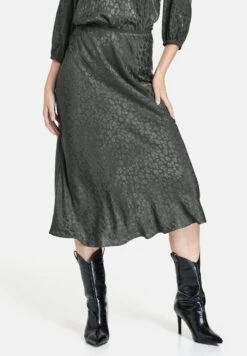 Taifun Lang Weit Mit Jacquardmuster - A-Lijn Rok - Coal Grey