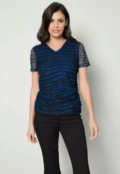 T-Shirt Print - Schwarz Royalblau