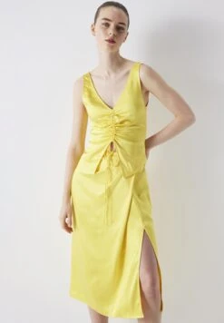 Ipekyol Regular Fit Shiny Textured Midi - A-Lijn Rok - Yellow
