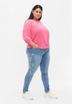 Zizzi Extra Sanna Mit Stickerei - Slim Fit Jeans - Light Blue