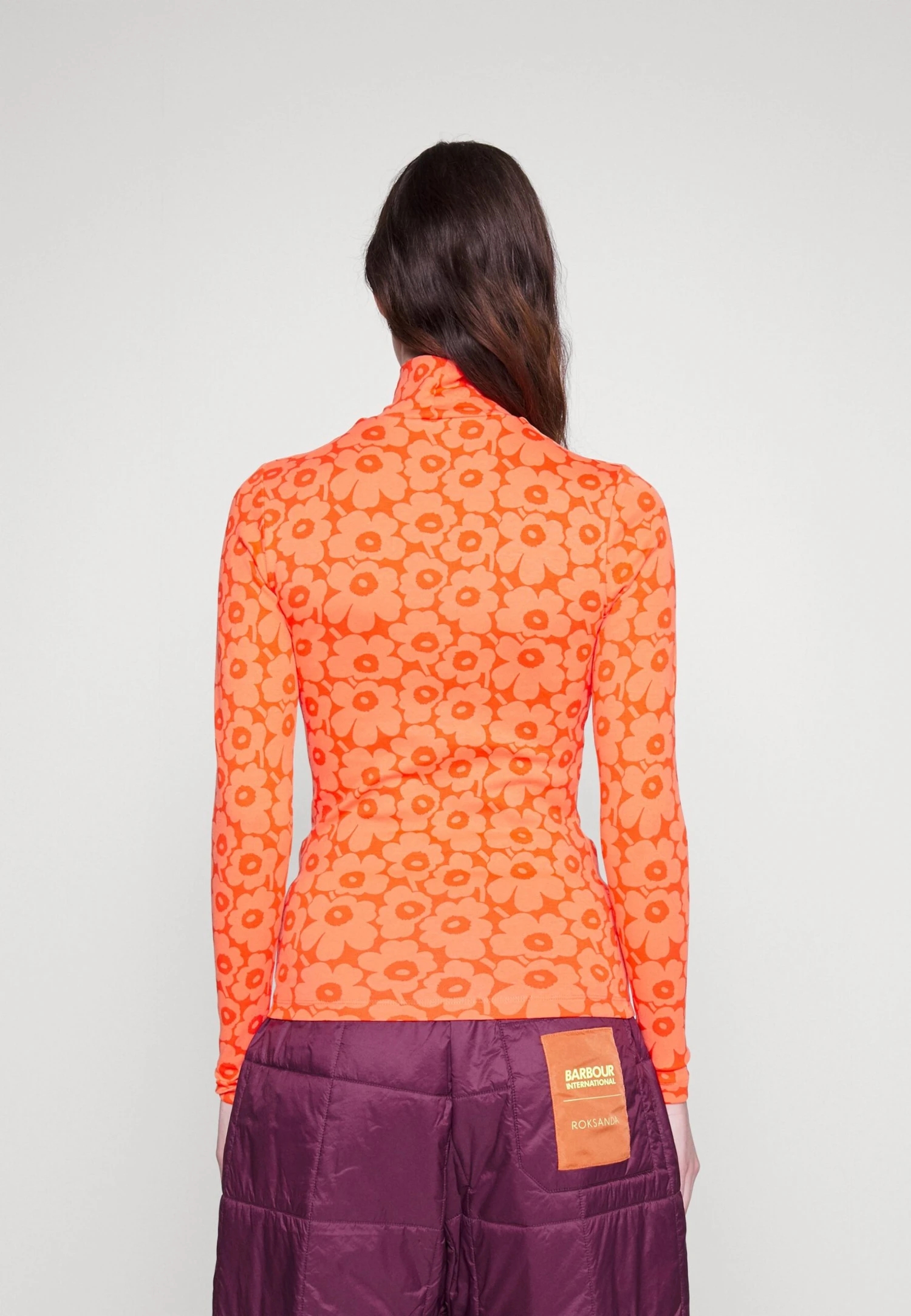 Marimekko Pilke Unikko Turtleneck - Longsleeve - Red/Orange 3 Marimekko Pilke Unikko Turtleneck - Longsleeve - Red/Orange - Afbeelding 3