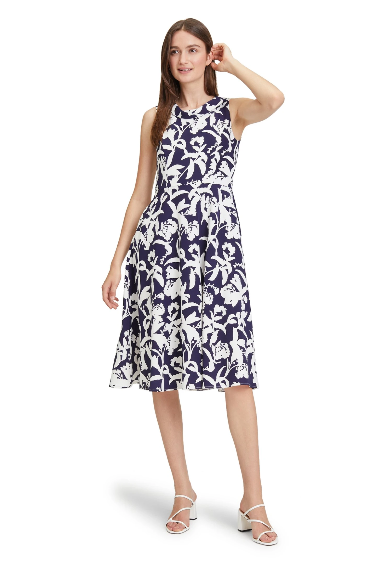 Vera Mont Mit Blumenprint - Jurk - Dark Blue White 4 Vera Mont Mit Blumenprint - Jurk - Dark Blue White - Afbeelding 4