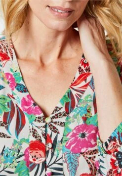 GOLDNER Jurk - Coral / Green / Patterned -Only Mode Winkel cc65df08af83460ba45db02df20c0bb8