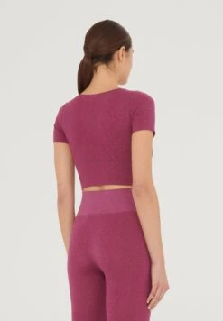 Wolford Shiny Crop - T-Shirt Basic - Mineral Red Pink -Only Mode Winkel cdf28a0edda84cee82cacbc6345f9ef7