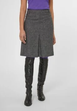 In Modischer- A-Lijn Rok - Schwarz Wollweiß