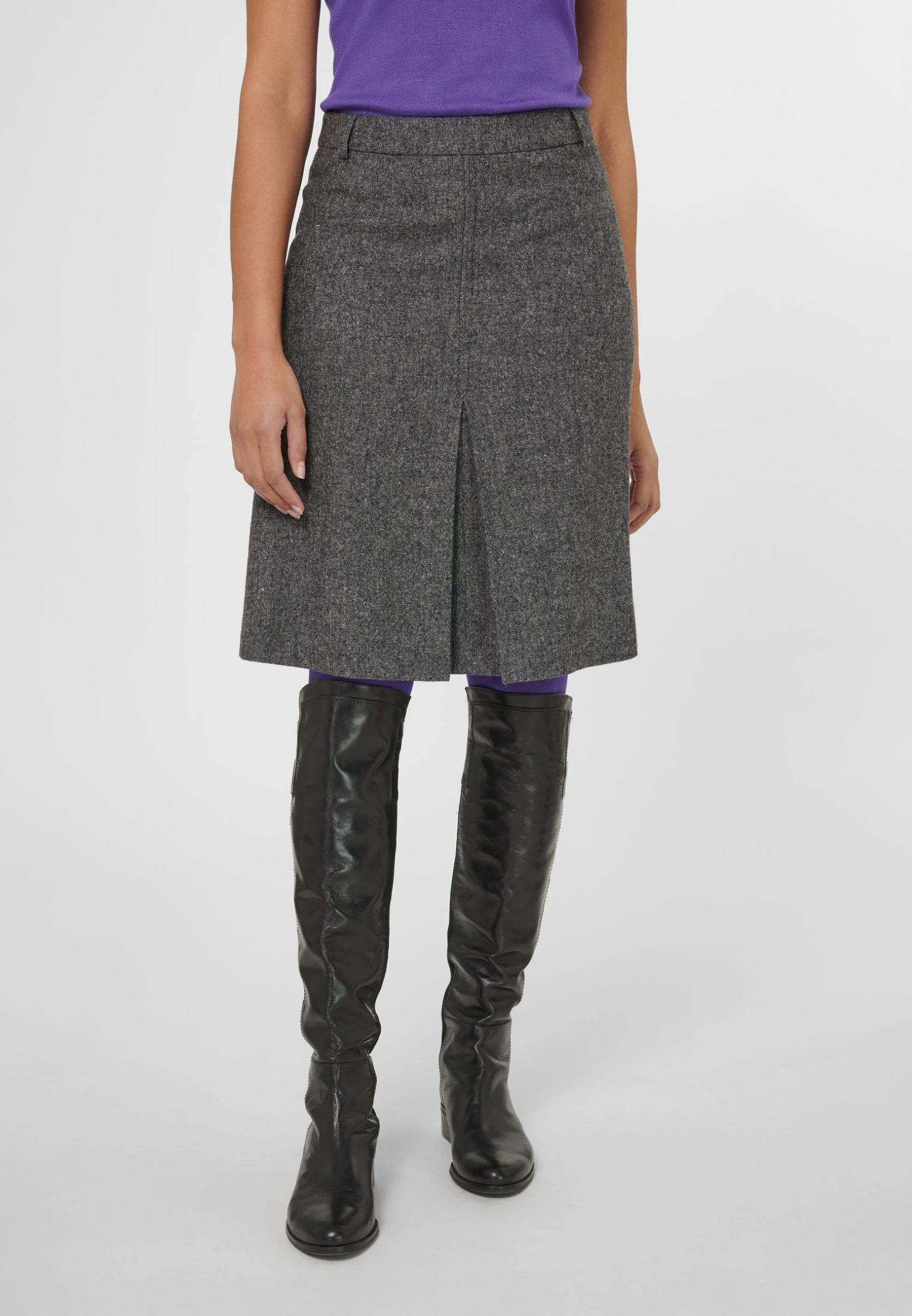 In Modischer- A-Lijn Rok - Schwarz Wollweiß 1 In Modischer- A-Lijn Rok - Schwarz Wollweiß