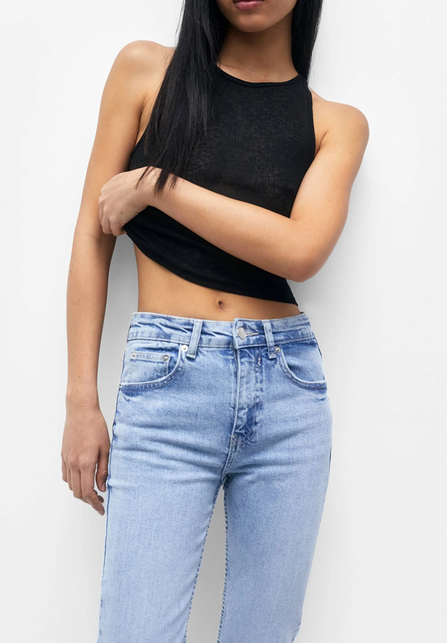 PULL & BEAR Flared High-Waist - Straight Leg Jeans - Blue Denim 5 PULL & BEAR Flared High-Waist - Straight Leg Jeans - Blue Denim - Afbeelding 5
