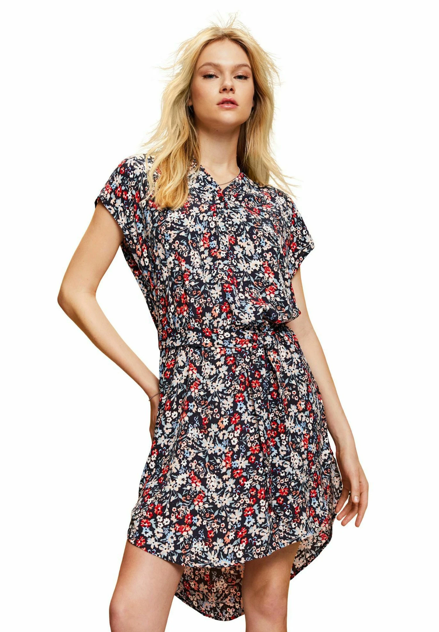 ESPRIT Mit Gürtel Und Crêpe-Effekt - Jurk - Navy 1 ESPRIT Mit Gürtel Und Crêpe-Effekt - Jurk - Navy