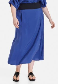 Lang Weit Fein Schimmernder - A-Lijn Rok - Cobalt Blue