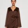 NA-KD Wrap Dress - Cocktailjurk - Brown