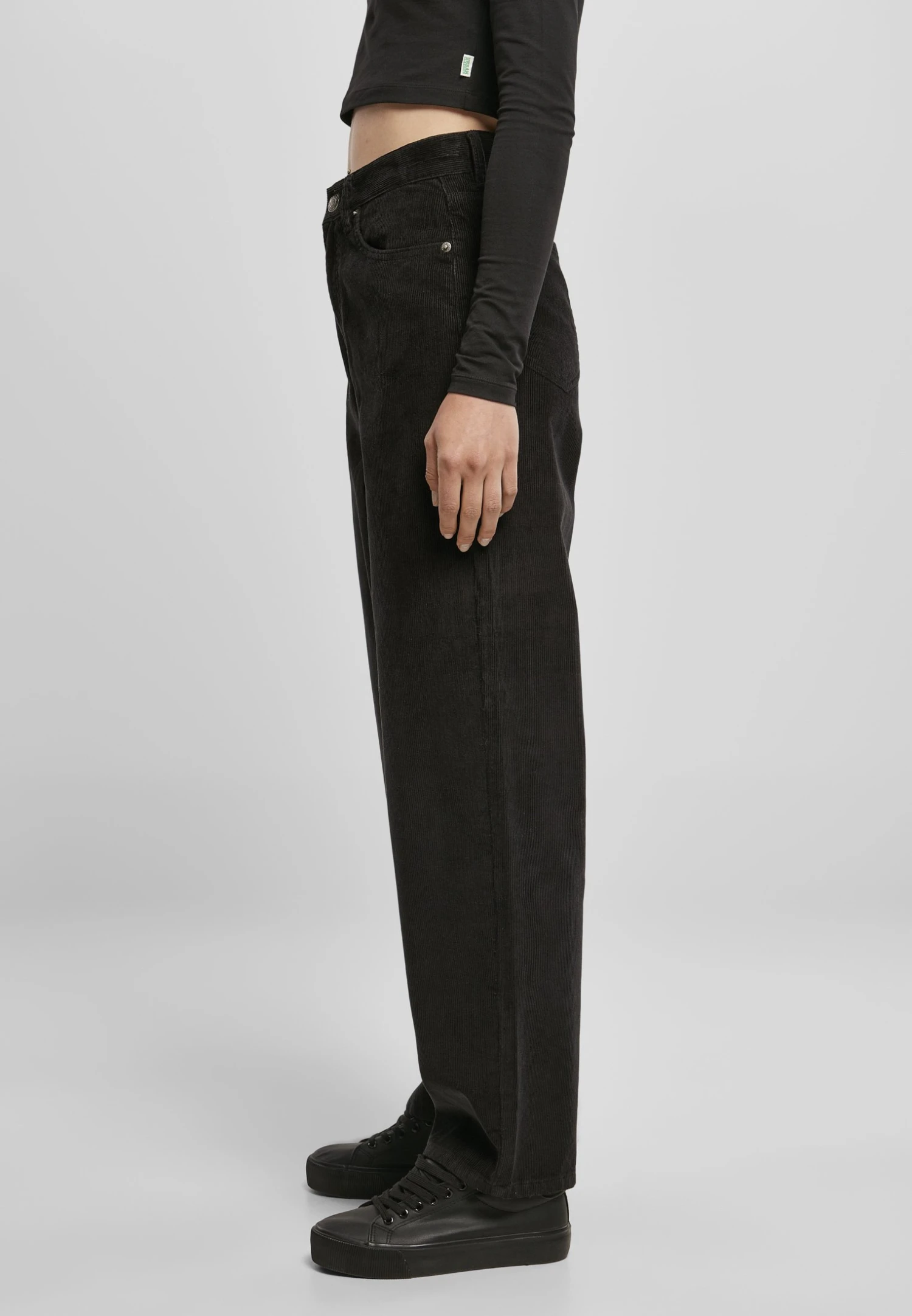 URBAN CLASSICS Ladies High Waist 90´S Wide Leg Corduroy Pants - Broek - Black 5 URBAN CLASSICS Ladies High Waist 90´S Wide Leg Corduroy Pants - Broek - Black - Afbeelding 5