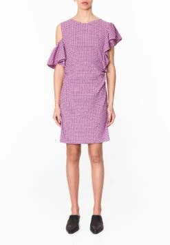 Checked Fitted Mini- Jurk - Pink