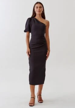 Tussah Launa Midi- Etui-Jurk - Black