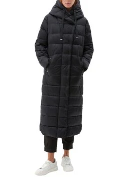 S.Oliver BLACK LABEL Langer Stepp Mit Kapuze - Winterjas - Grey Black -Only Mode Winkel d67ef09539c24f86bb71ab1f9549b93c