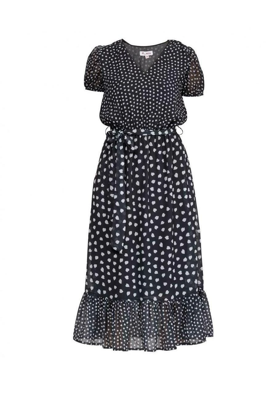 Midi Con Cintura Elástica - Jurk - Black White 6 Midi Con Cintura Elástica - Jurk - Black White - Afbeelding 6