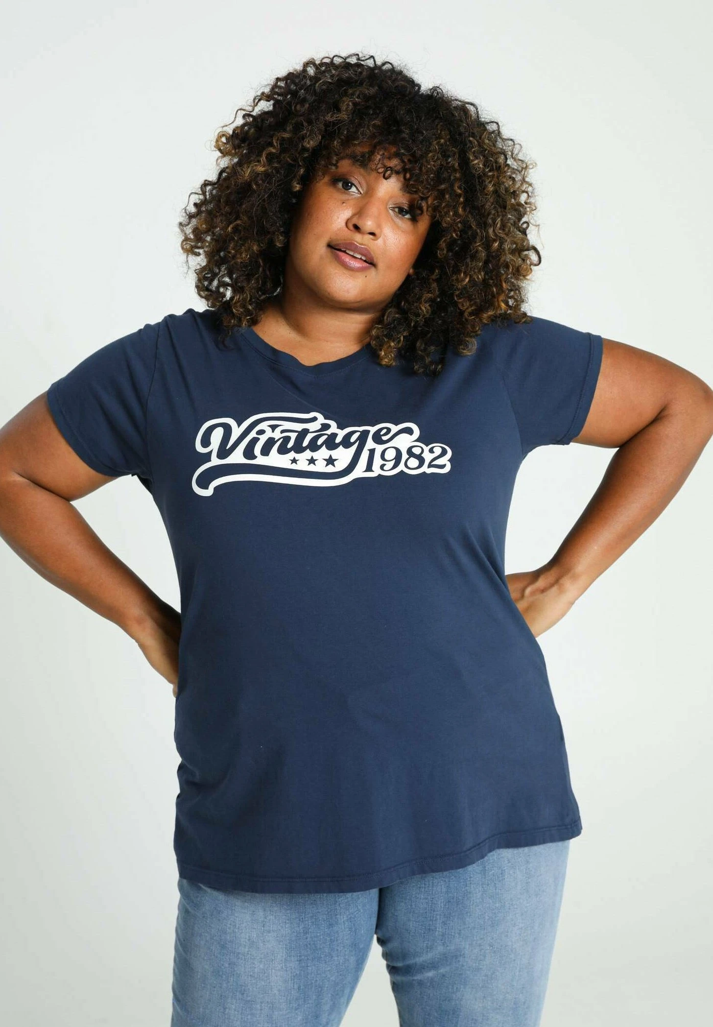 Vintage - T-Shirt Print - Navy 1 Vintage - T-Shirt Print - Navy