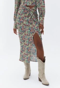 With Slit Detail - A-Lijn Rok - Geo Print