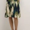 Kaffe Kadrylia - A-Lijn Rok - Green/Brown Faded Graphic