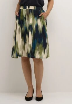 Kaffe Kadrylia - A-Lijn Rok - Green/Brown Faded Graphic