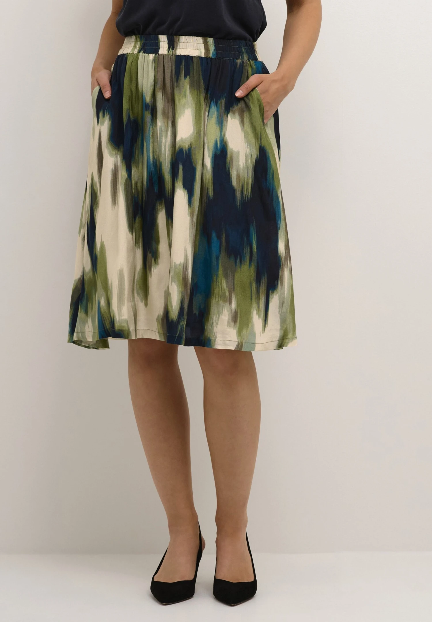 Kaffe Kadrylia - A-Lijn Rok - Green/Brown Faded Graphic 1 Kaffe Kadrylia - A-Lijn Rok - Green/Brown Faded Graphic