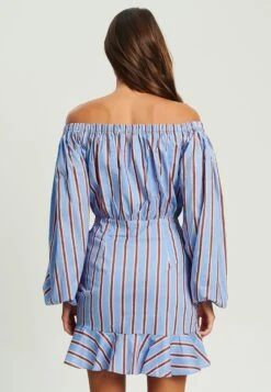 Calli Jamie - Jurk - Blue And Brown Stripe -Only Mode Winkel db90010efd414e1ba291beeec9dd1d34
