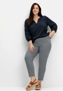 Sheego Schmale - Broek - Nachtblau Offwhite -Only Mode Winkel dbbe2c5609904285a8cfdf26e61cc203