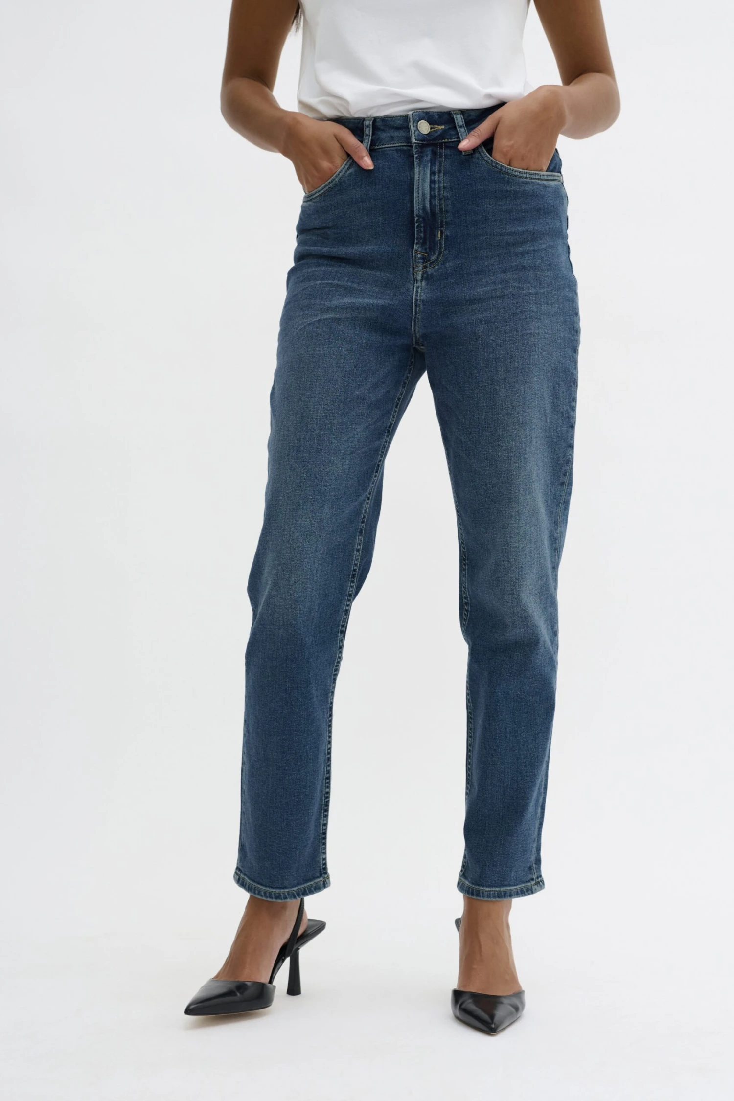 Straight Leg Jeans - Medium Blue Retro Wash 1 Straight Leg Jeans - Medium Blue Retro Wash