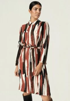 Soaked In Luxury Slmaddie - Jurk - Dark Red/Beige/Black