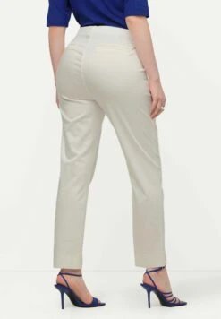 Ulla Popken Cigarette Pintuck Elastic Waistband - Broek - Offwhite -Only Mode Winkel e1c8025a8b624f099fd0e88d9d8a01b9