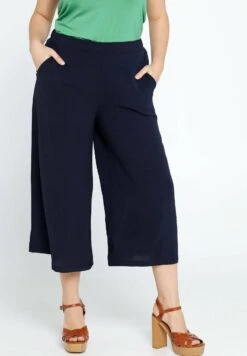 Unifarbener 3/4 Mit Elastischem - Broek - Navy