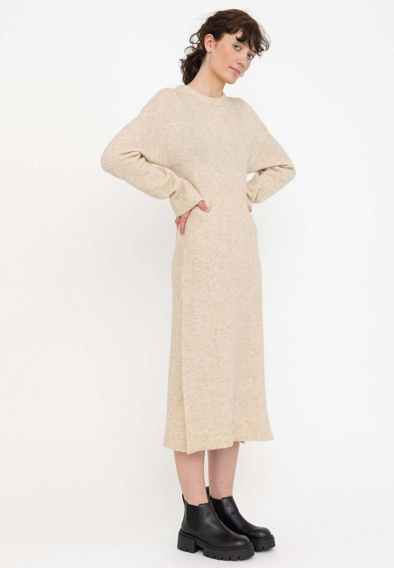 Soft Rebels Srallison- Gebreide Jurk - Whitecap Gray Melange 2 Soft Rebels Srallison- Gebreide Jurk - Whitecap Gray Melange - Afbeelding 2