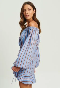 Calli Jamie - Jurk - Blue And Brown Stripe -Only Mode Winkel e538c9a1bb6d4e1fa2d66b3249bab99f