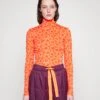Marimekko Pilke Unikko Turtleneck - Longsleeve - Red/Orange