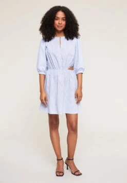 In Popeline Motivo Cut-Out - Jurk - Azzurro