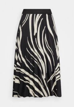 Skirt Woven Long Zebra Printed - A-Lijn Rok - Black