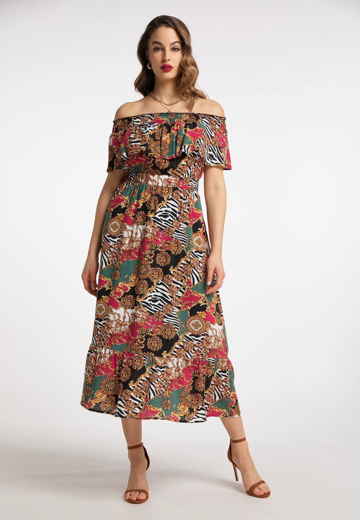 Faina Mioki - Jurk - Rot Mehrfarbig 1 Faina Mioki - Jurk - Rot Mehrfarbig