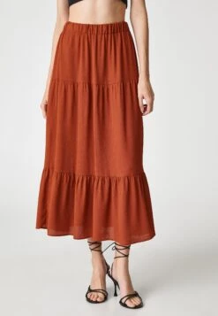 Koton Elastic Waist Tiered - A-Lijn Rok - Brown