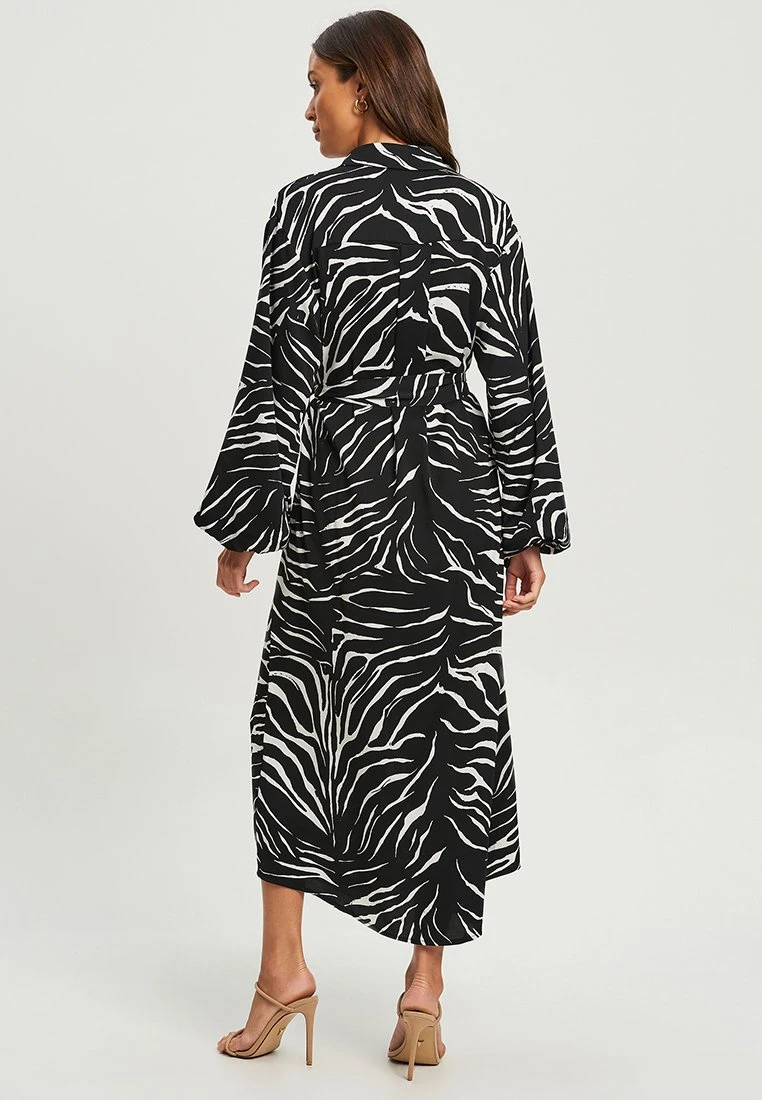 Tussah Maxi-Jurk - Black White Zebra 3 Tussah Maxi-Jurk - Black White Zebra - Afbeelding 3