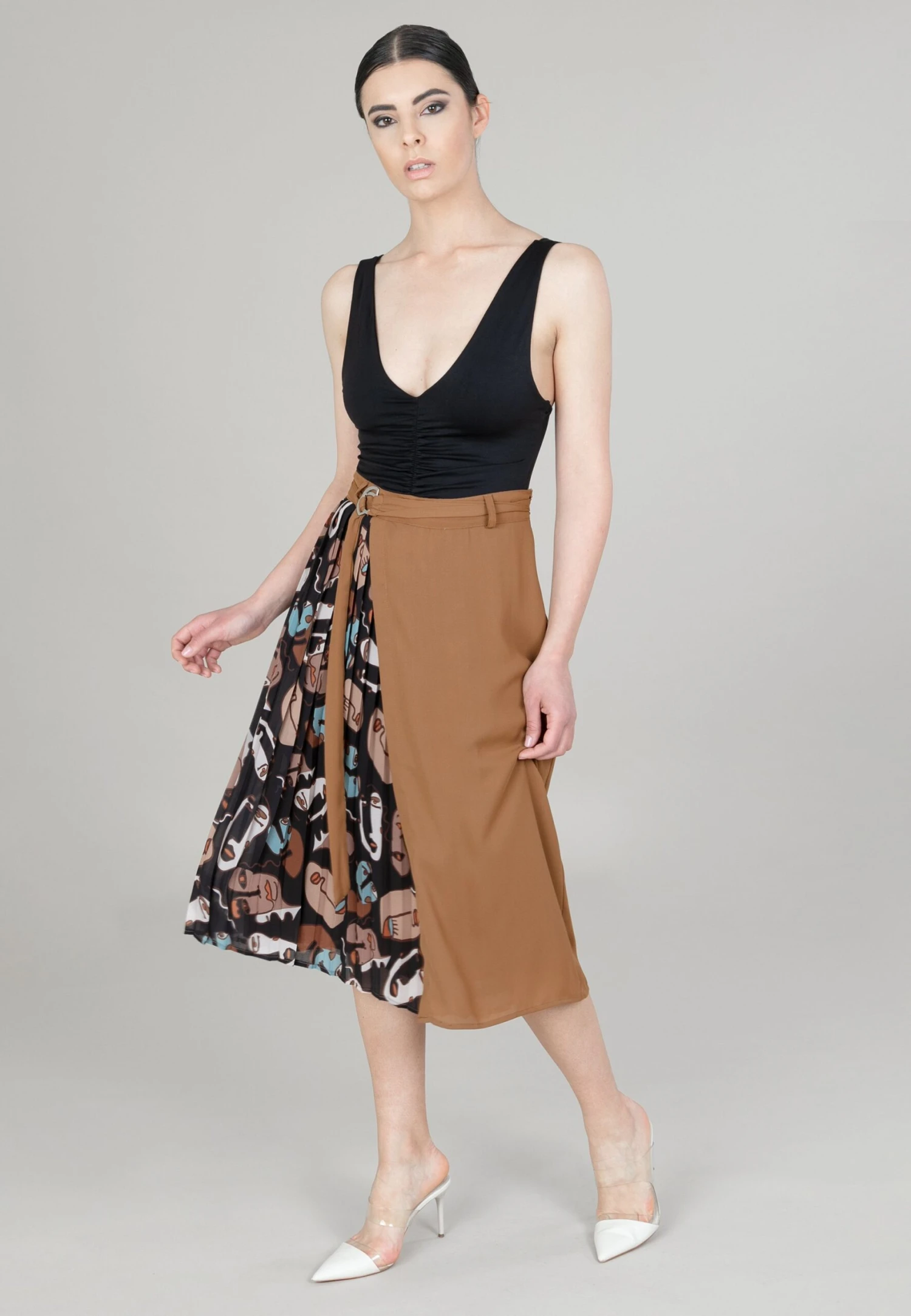 A-Lijn Rok - Nero/Tabacco 2 A-Lijn Rok - Nero/Tabacco - Afbeelding 2