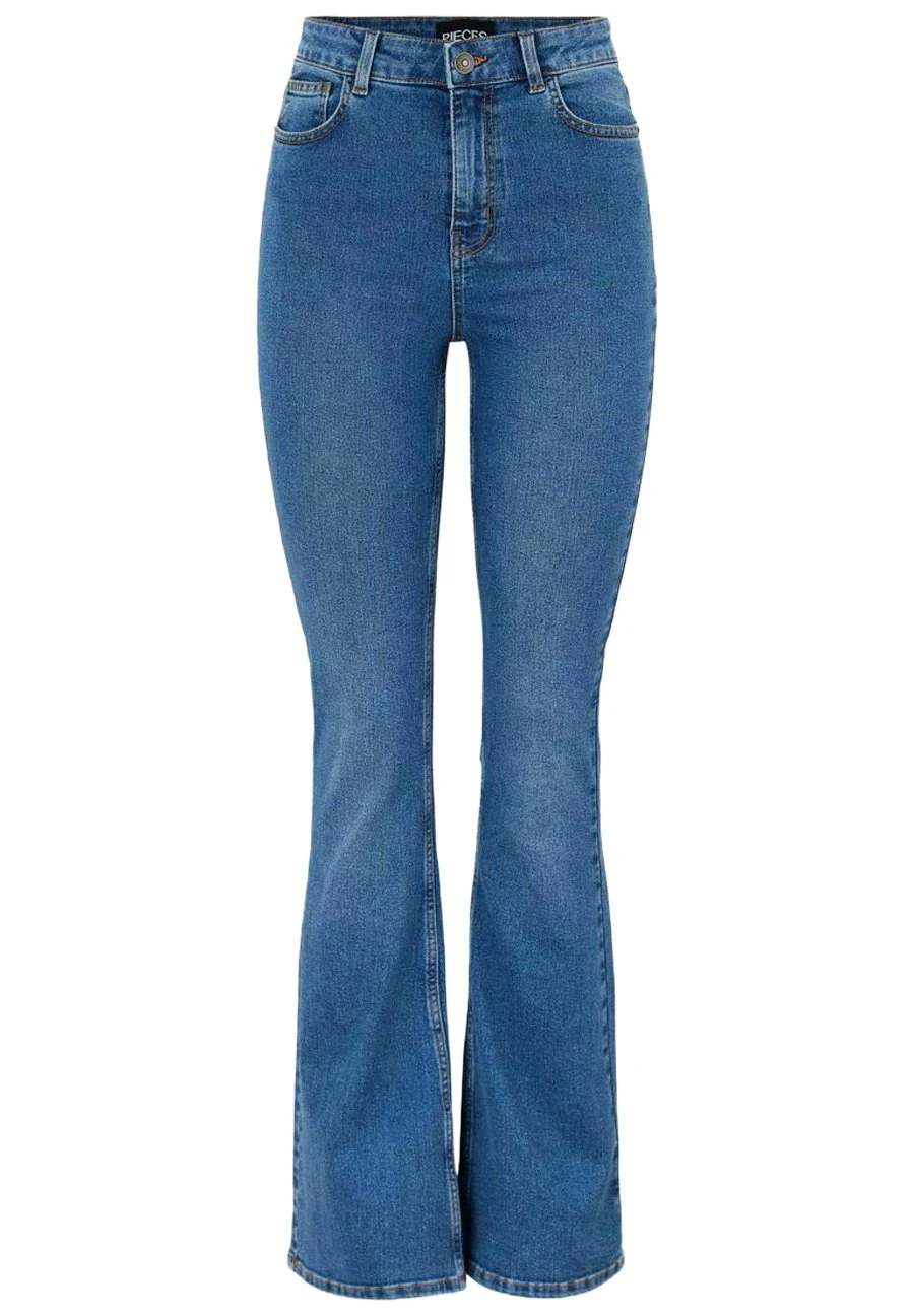 Pieces Flared Jeans - Medium Blue Denim 1 Pieces Flared Jeans - Medium Blue Denim