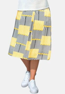 GOLDNER A-Lijn Rok - Yellow / Grey / Patterned