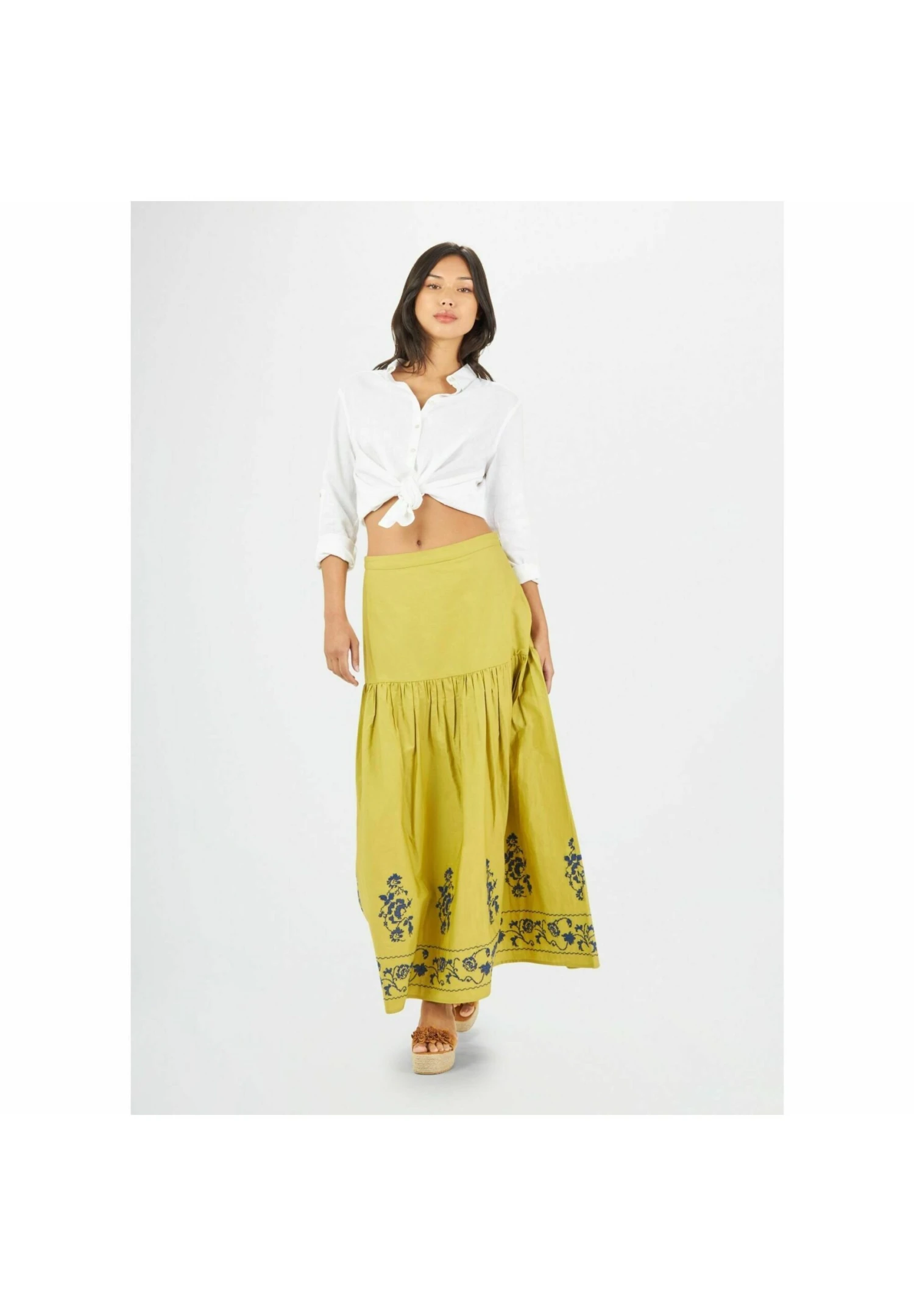 Embroidered Long - Maxirok - Verde Medio 4 Embroidered Long - Maxirok - Verde Medio - Afbeelding 4