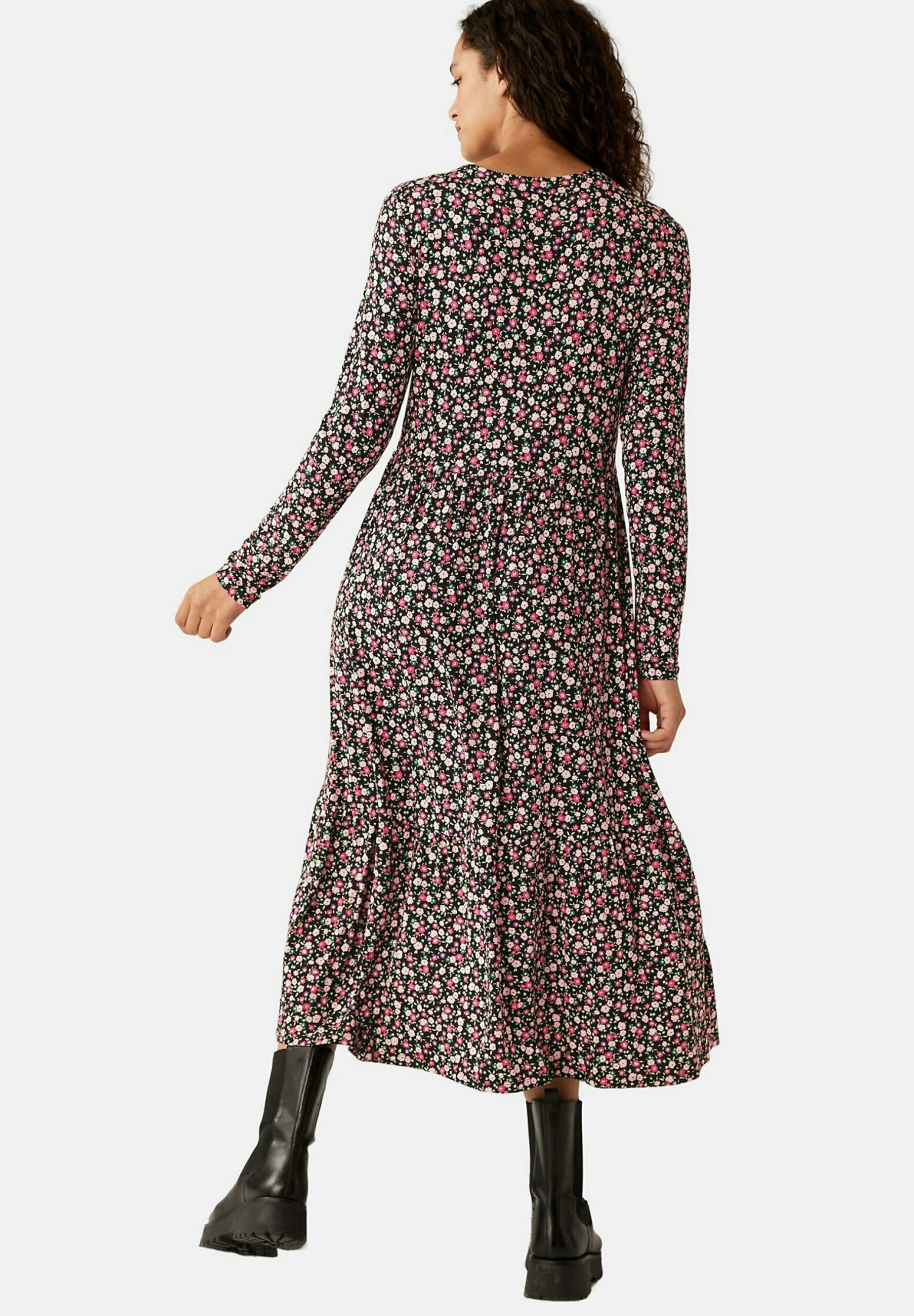 Marks & Spencer Printed Round Neck Midi Tiered- Jerseyjurk - Multi 3 Marks & Spencer Printed Round Neck Midi Tiered- Jerseyjurk - Multi - Afbeelding 3